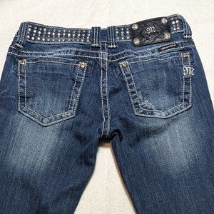 Miss Me Rhinestone and Stud Waistband Bootcut Jeans